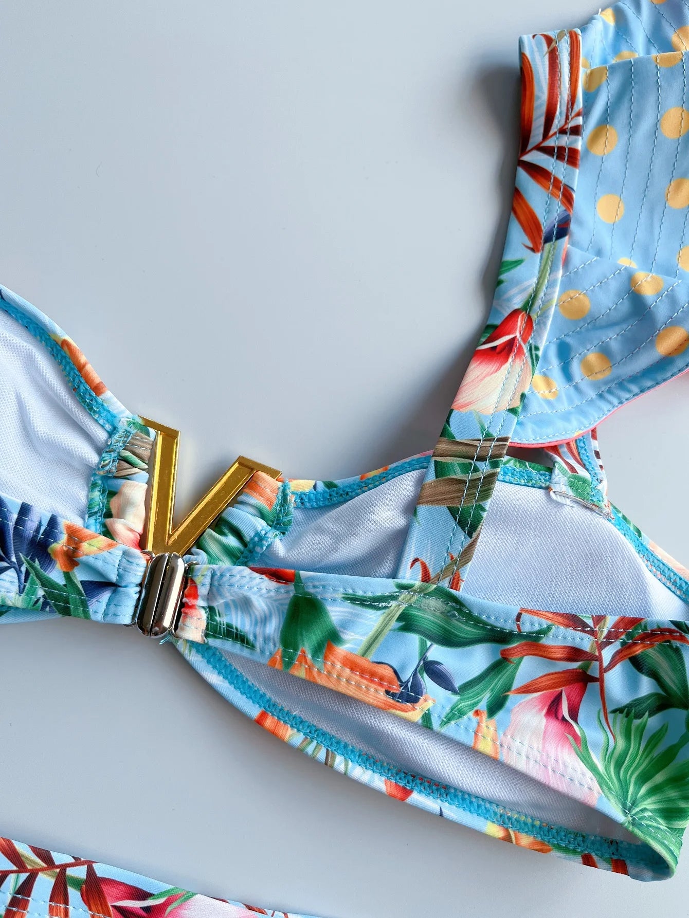 Two-Pieces Sexy Floral Push-Up Strappy Ruffles Bandage Bikini Swimsuit Swimwear Bathing Suit