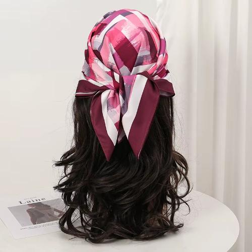 70cm Women Design Square Fashion Printed Satin Silk Scarf Scarves