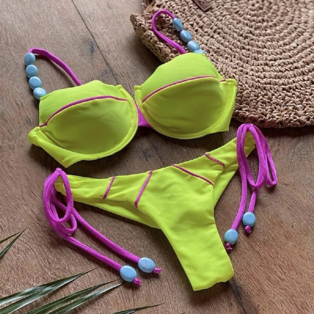 2pcs Push Up Women Micro Swimsuit Bandage Beach Wear Swimming Bikini
