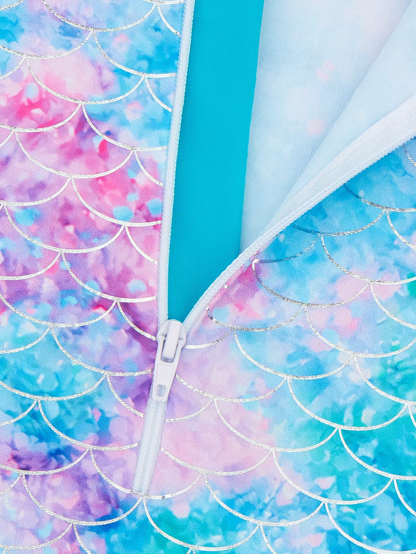 Kids Girls Short Sleeve Shinny Beach Sky Blue Skirted Bikini Briefs Swimming Suit