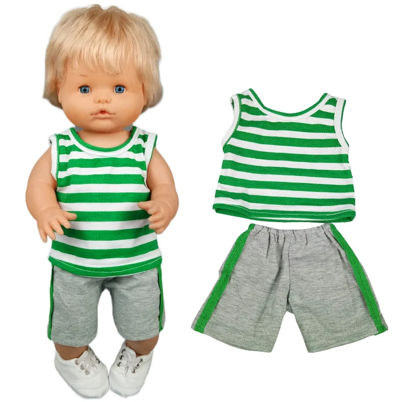 16 Inch Small Doll Clothes T-shirt 38cm Baby Fashion Denim Shorts
