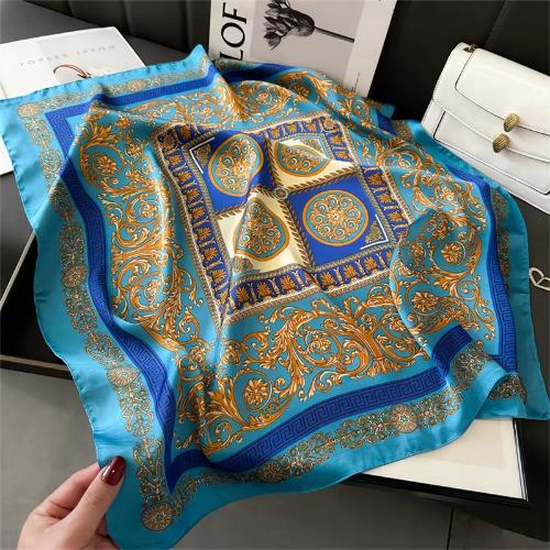 Women Silk Feeling Design Satin Square Scarf Wrap Shawl Scarves