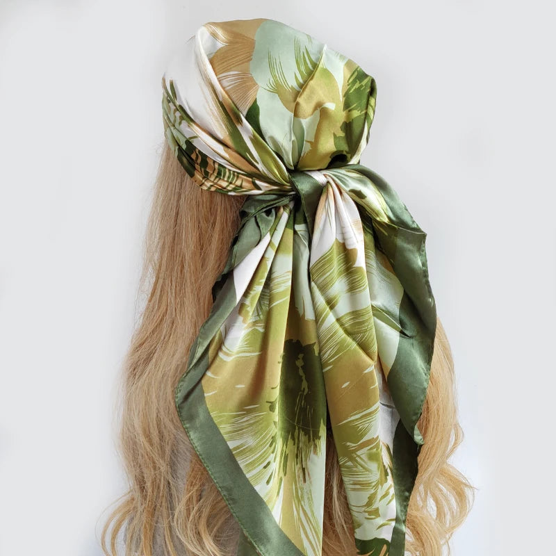 90cm Women Four Seasons Square Silk Satin Bandana Wrap Shawl Scarves Scarfs gpk9