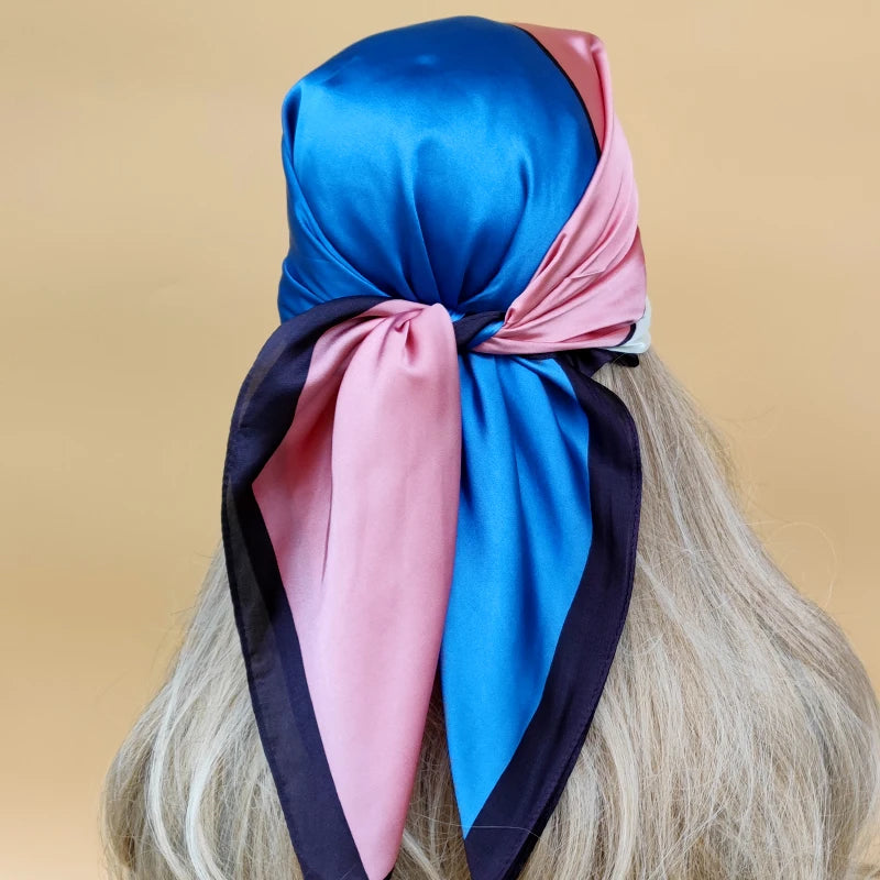 70X70cm Women Four Seasons Square Silk Satin Bandana Wrap Shawl Scarves Scarfs Spk7