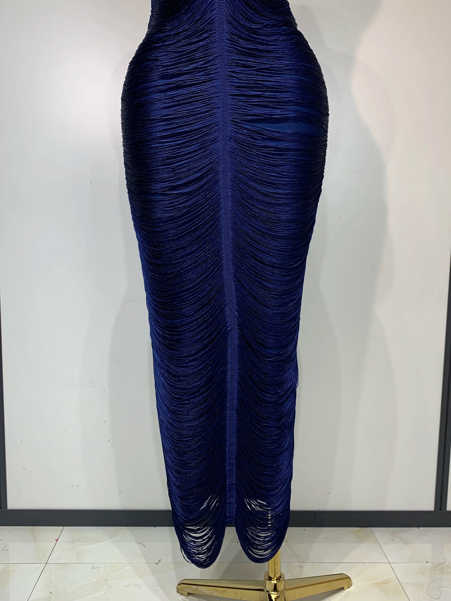 Women Sexy Celebrity Backless Halter Tassel Bandage Evening Party Birthday Wedding Dress