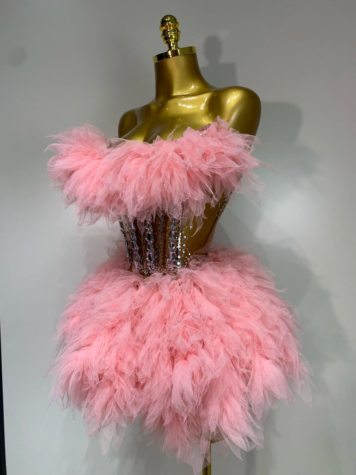 Sexy Strapless Mesh Two Pieces Celebrity Night Party Prom Birthday Dress