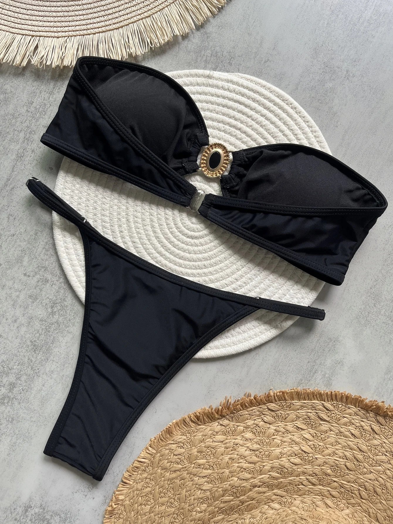 2pcs Diamond Rhinestone Print Bikini Swimsuit Swimwear Bikini Bathing Suit