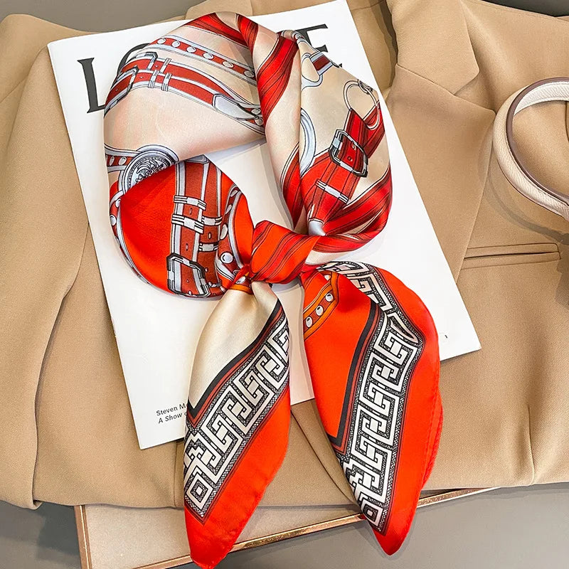 Women Fashion Square Small Silk Satin Scarf Design Printed Bandana Scarves