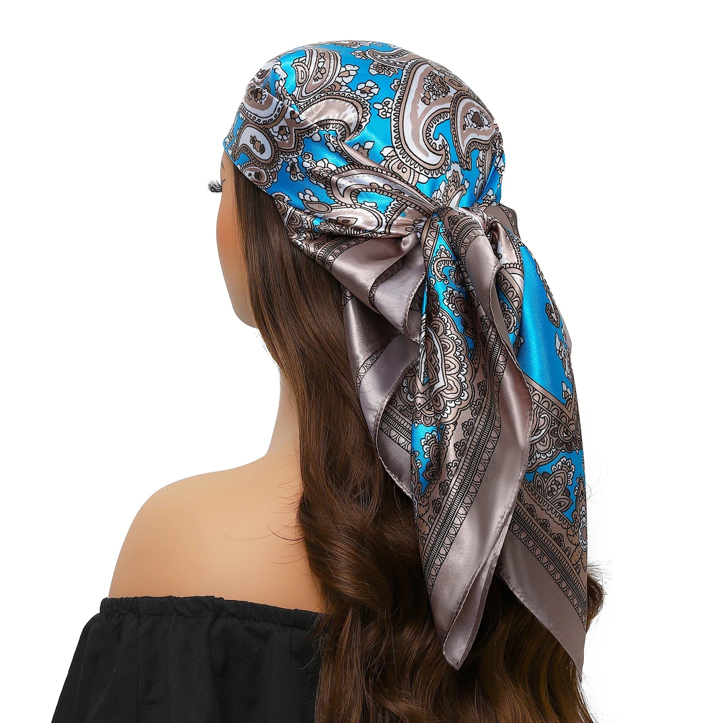 90cm Women Four Seasons Square Silk Satin Bandana Wrap Shawl Scarves Scarfs Spk13