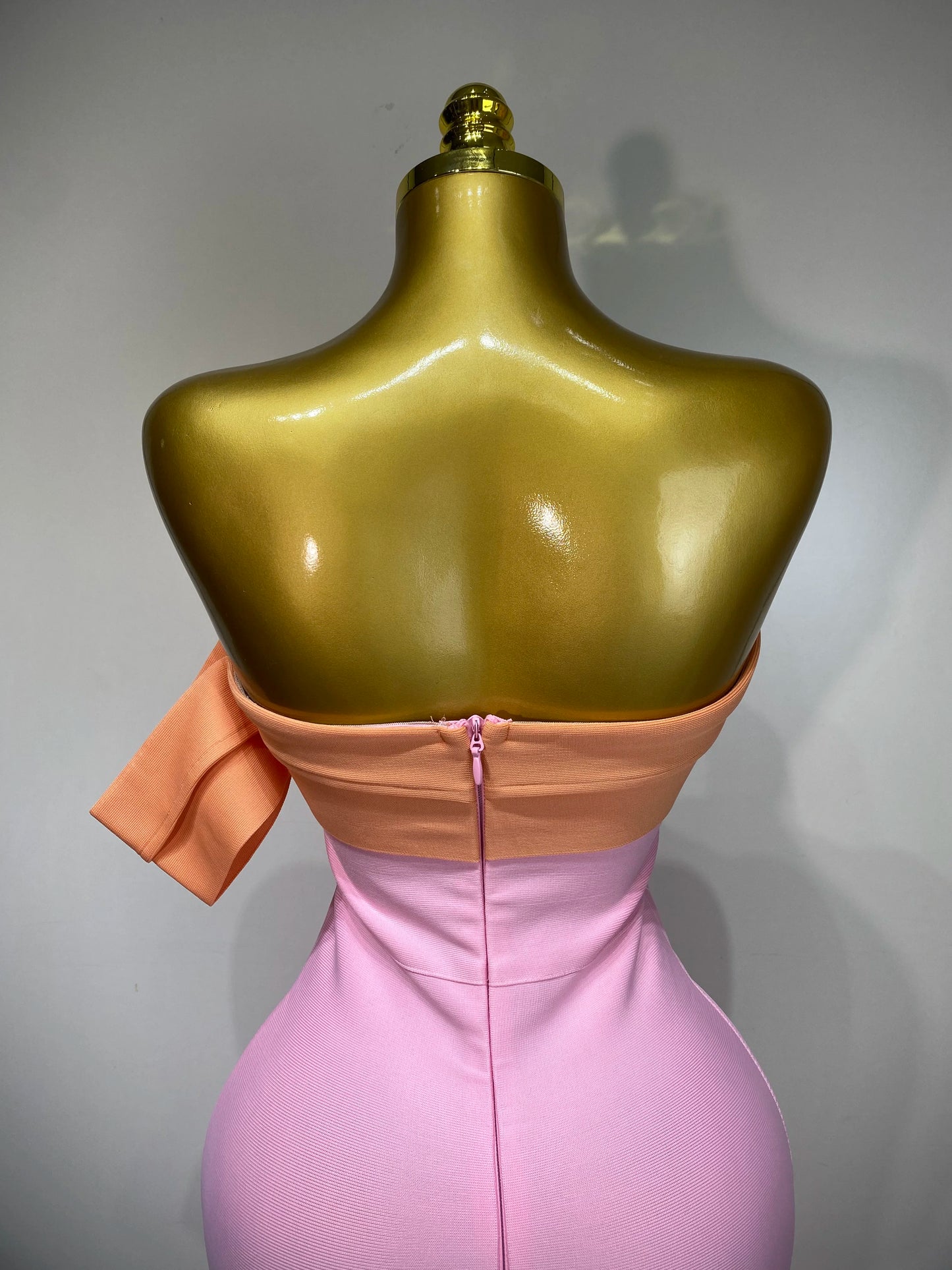 Sexy One Shoulder Color Block Bandage Celebrity Elegant Evening Birthday Party Dress