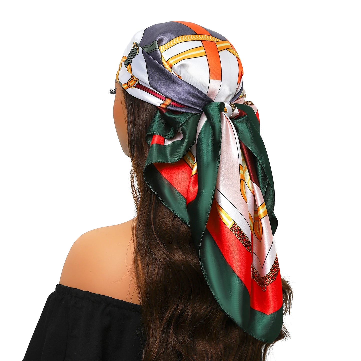 90cm Women Four Seasons Square Silk Satin Bandana Wrap Shawl Scarves Scarfs Sqk7