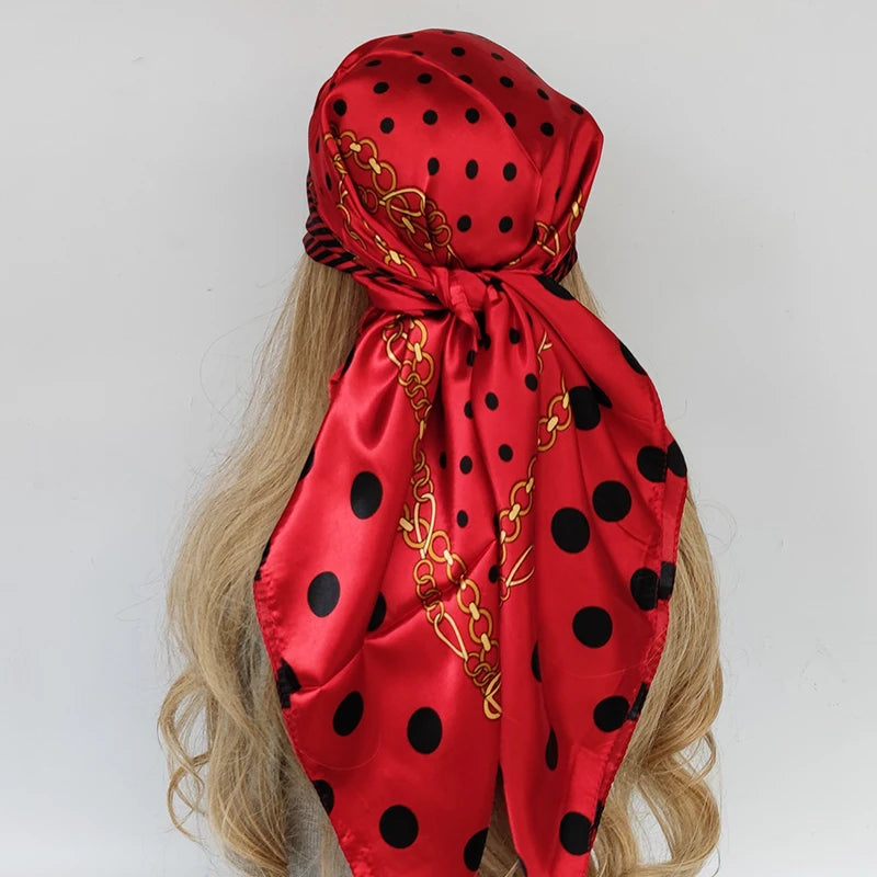 90cm Women Four Seasons Square Silk Satin Bandana Wrap Shawl Scarves Scarfs Spk11