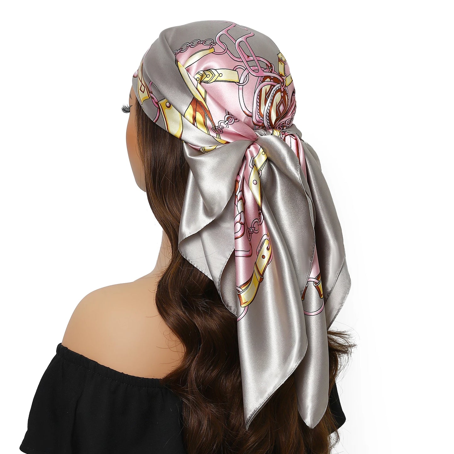 90cm Women Four Seasons Square Silk Satin Bandana Wrap Shawl Scarves Scarfs kfy1