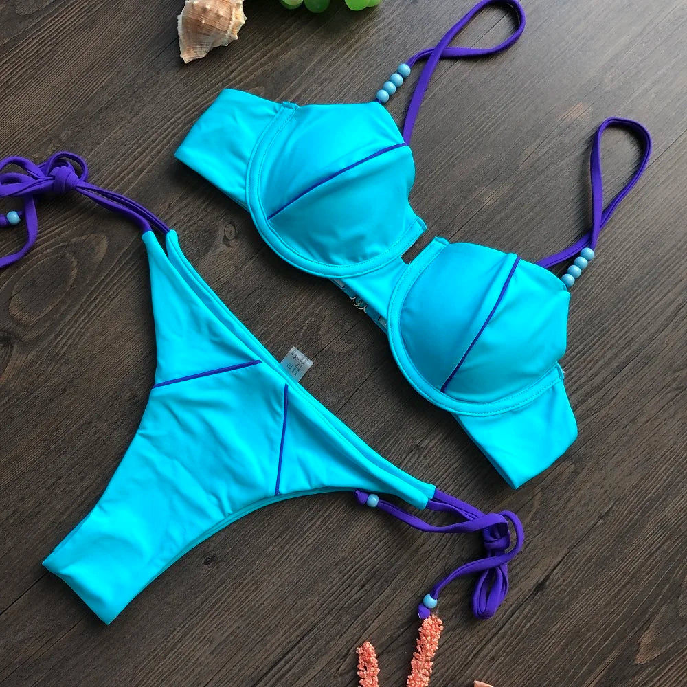 2pcs Push Up Women Micro Swimsuit Bandage Beach Wear Swimming Bikini