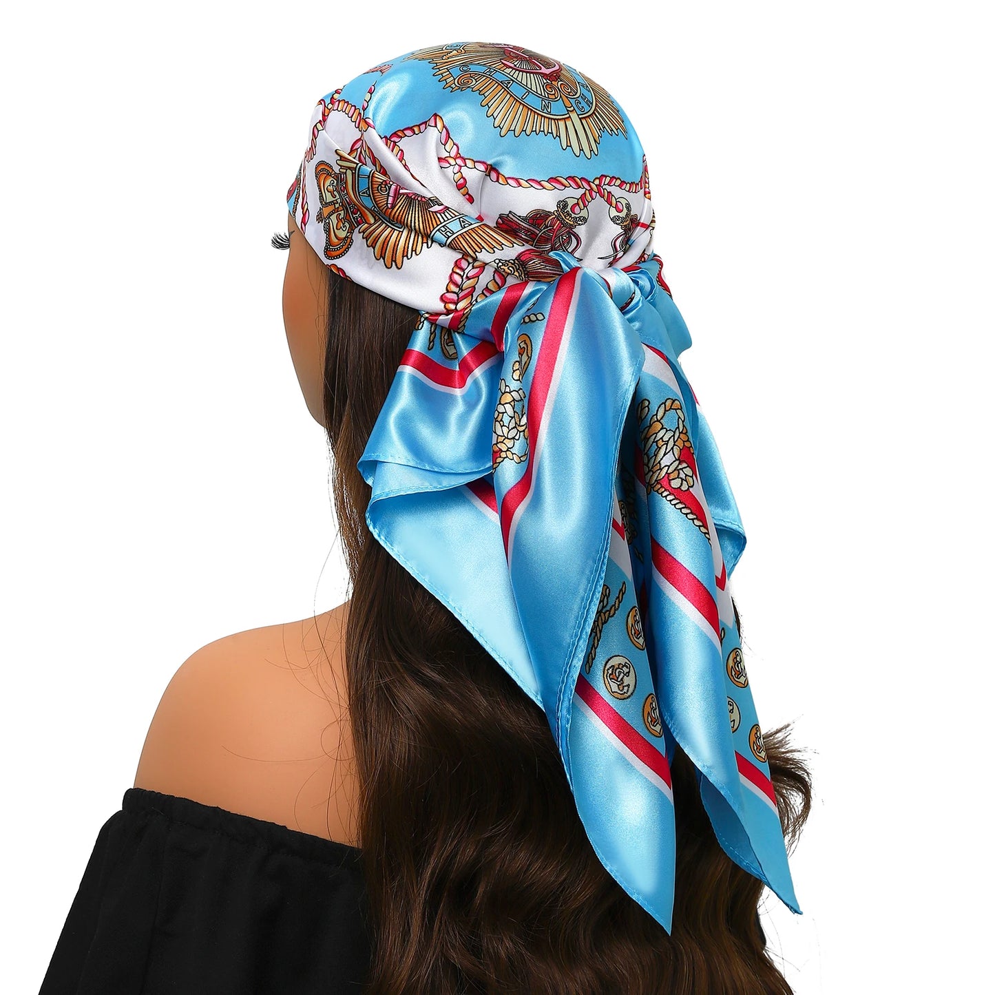 90cm Women Four Seasons Square Silk Satin Bandana Wrap Shawl Scarves Scarfs Sqk7