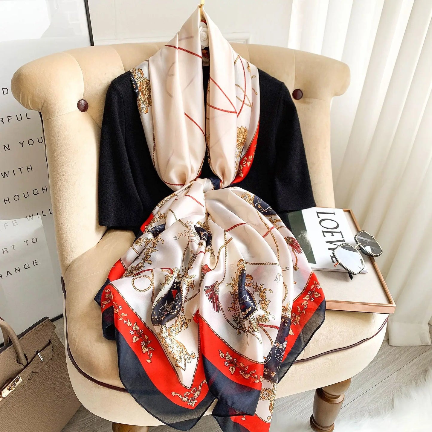 180X90cm Women Four Seasons Bandanna Designs Square Wrap Shawl Scarf Scarves kgL8