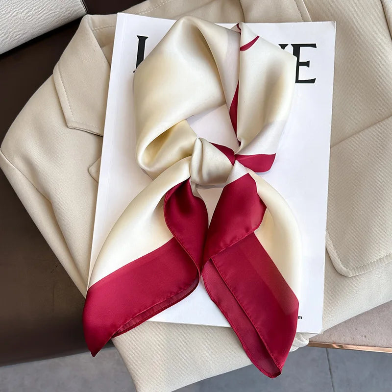 Women Silk Feeling Design Satin Square Scarf Wrap Shawl Scarves
