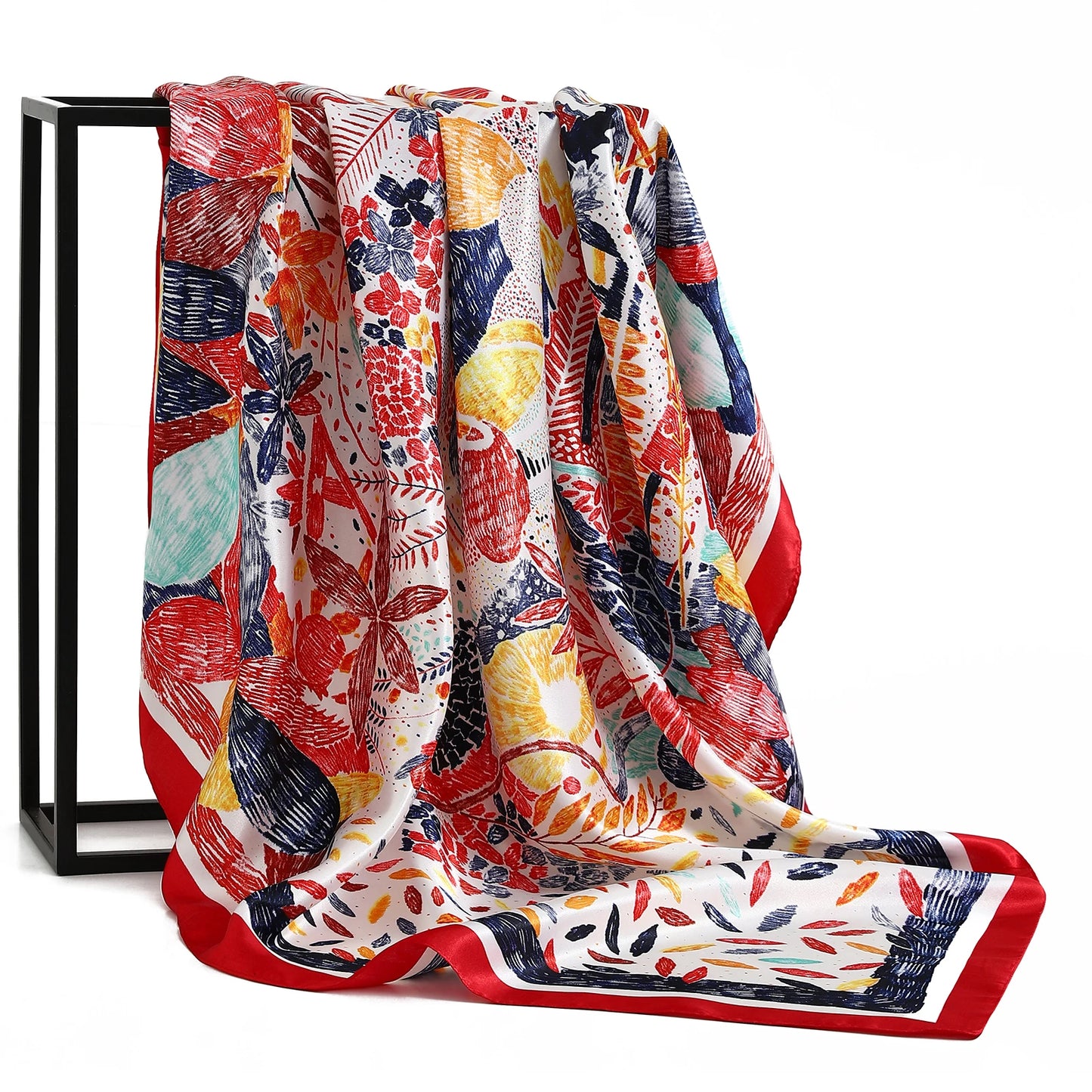 90cm Women Four Seasons Square Silk Satin Bandana Wrap Shawl Scarves Scarfs kfy1