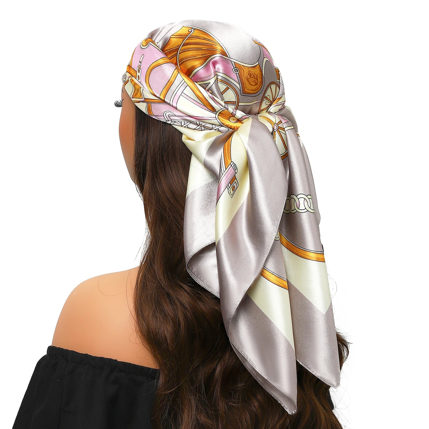 90cm Women Four Seasons Square Silk Satin Bandana Wrap Shawl Scarves Scarfs Spk11