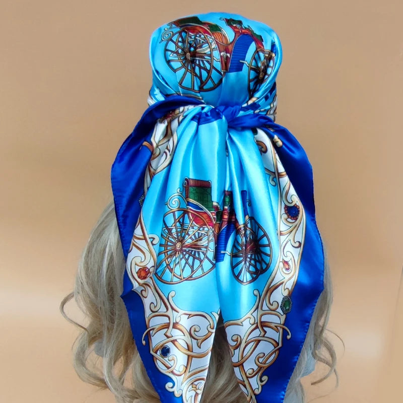 90cm Women Four Seasons Square Silk Satin Bandana Wrap Shawl Scarves Scarfs gkj2