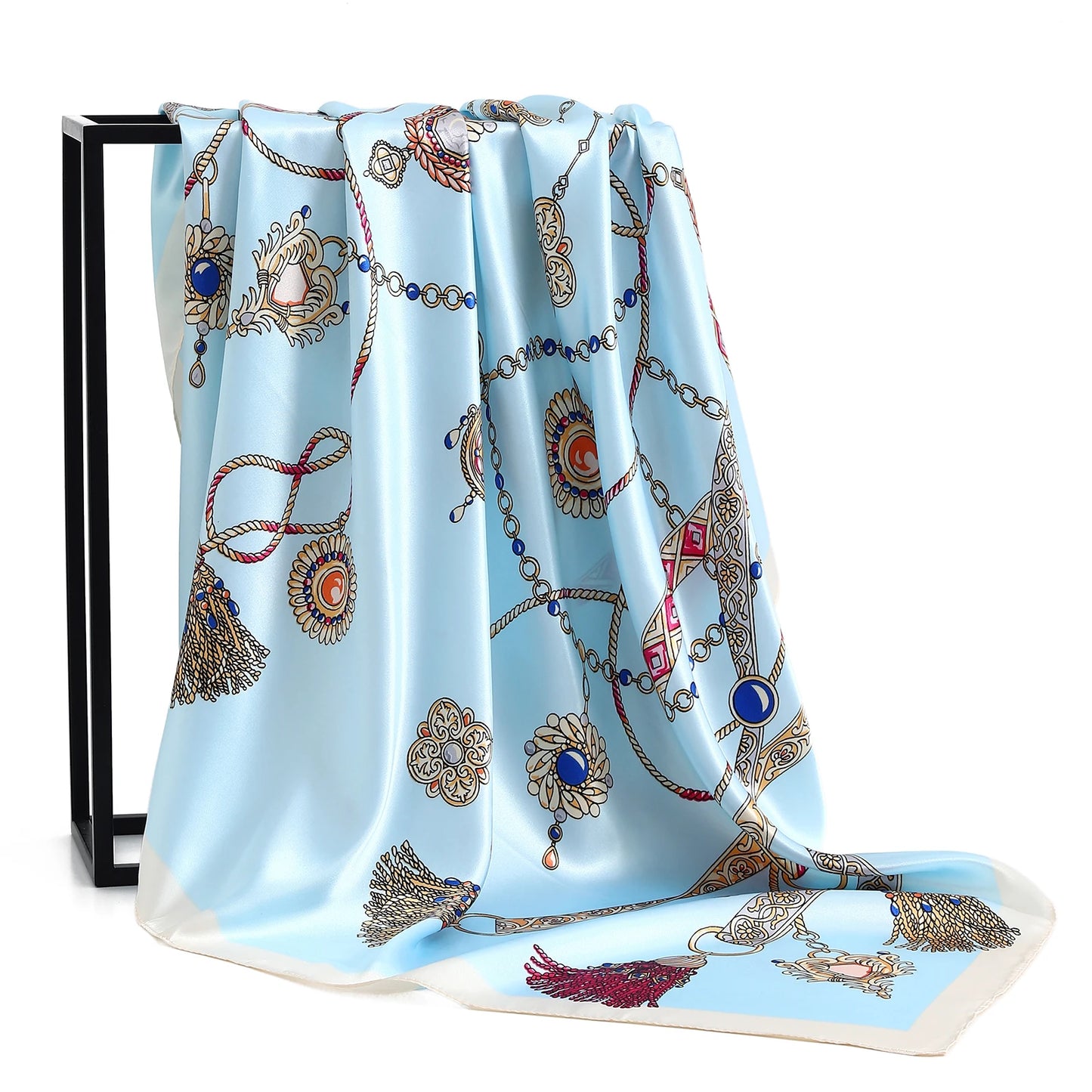 90cm Women Four Seasons Square Silk Satin Bandana Wrap Shawl Scarves Scarfs kfy1