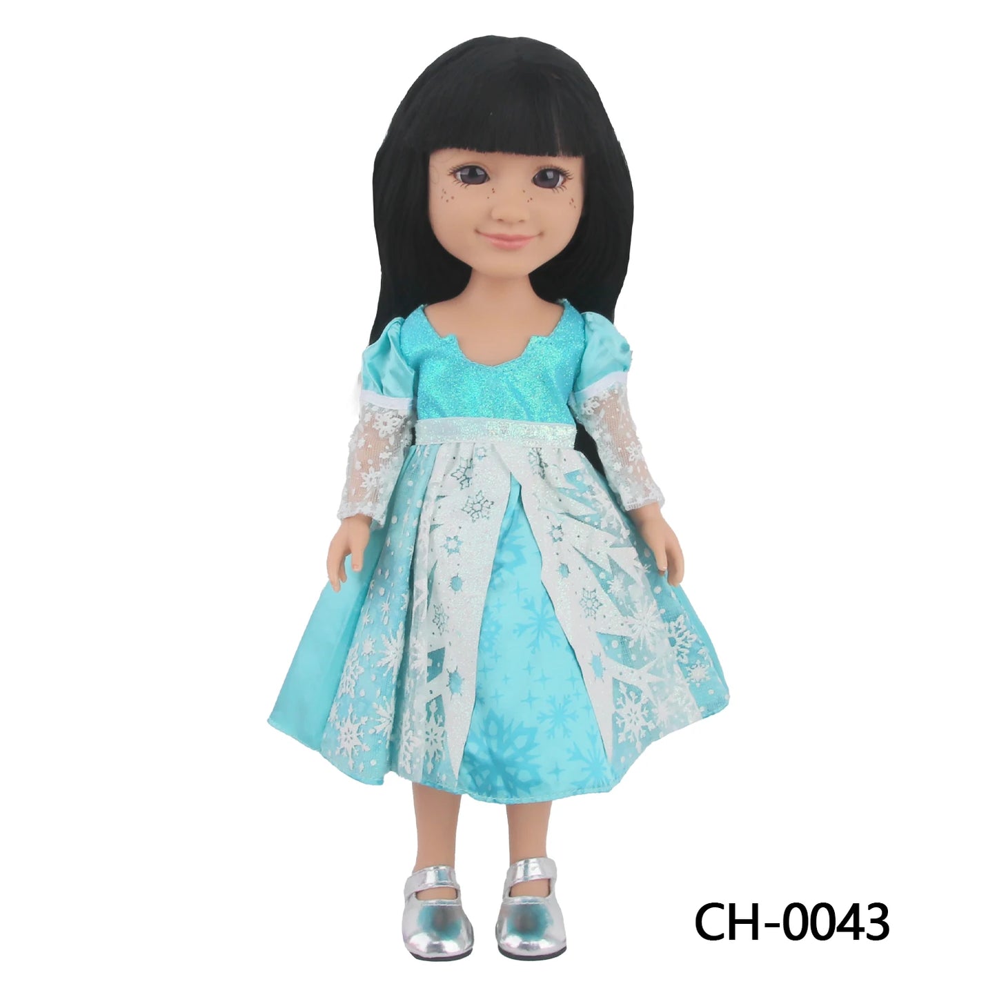 Lake Blue Snow Flower Dress For 14 Inches American Doll Three-tone Doll Skirt Clothes For 35cm Baby Russia DIY Girl Dolls Toy