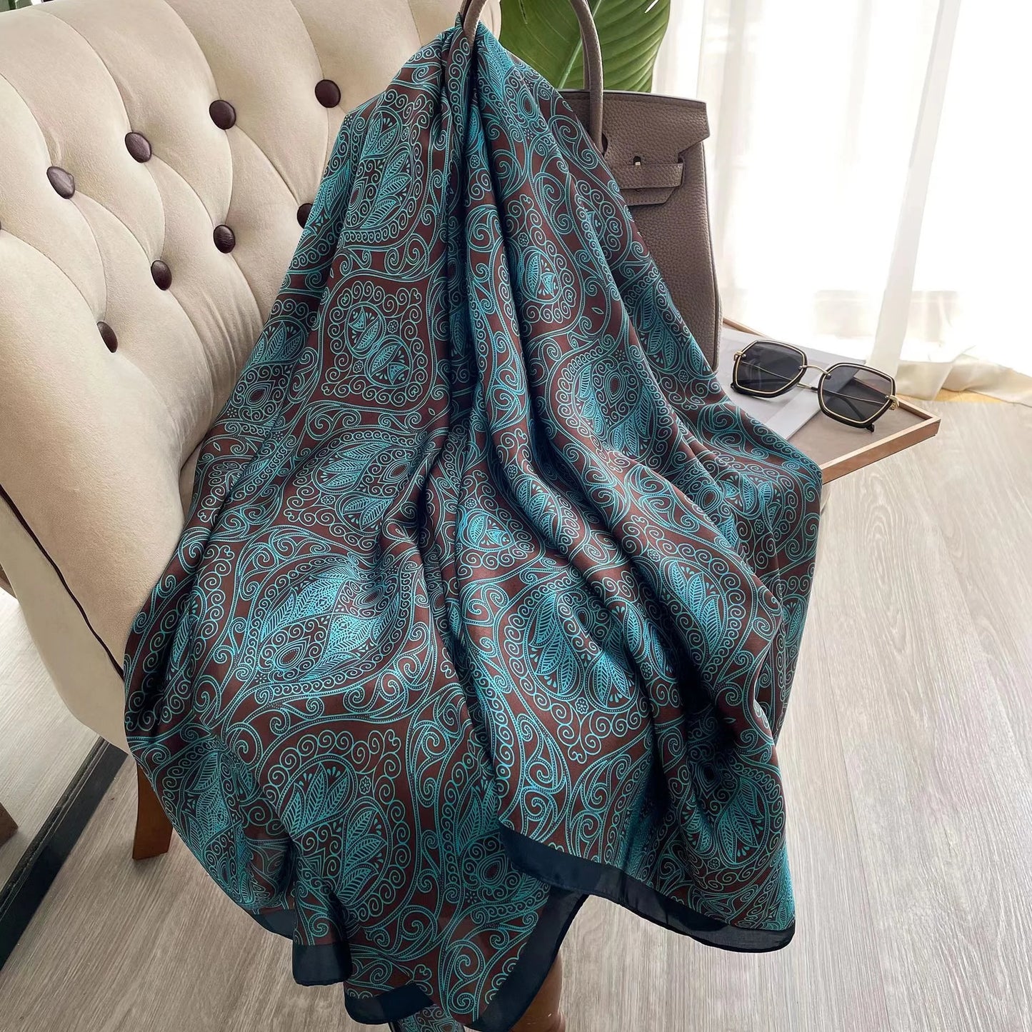 180*90cm Women Designs Silk Satin Bandana Long Shawls Wraps Scarves Pashmina Scarf