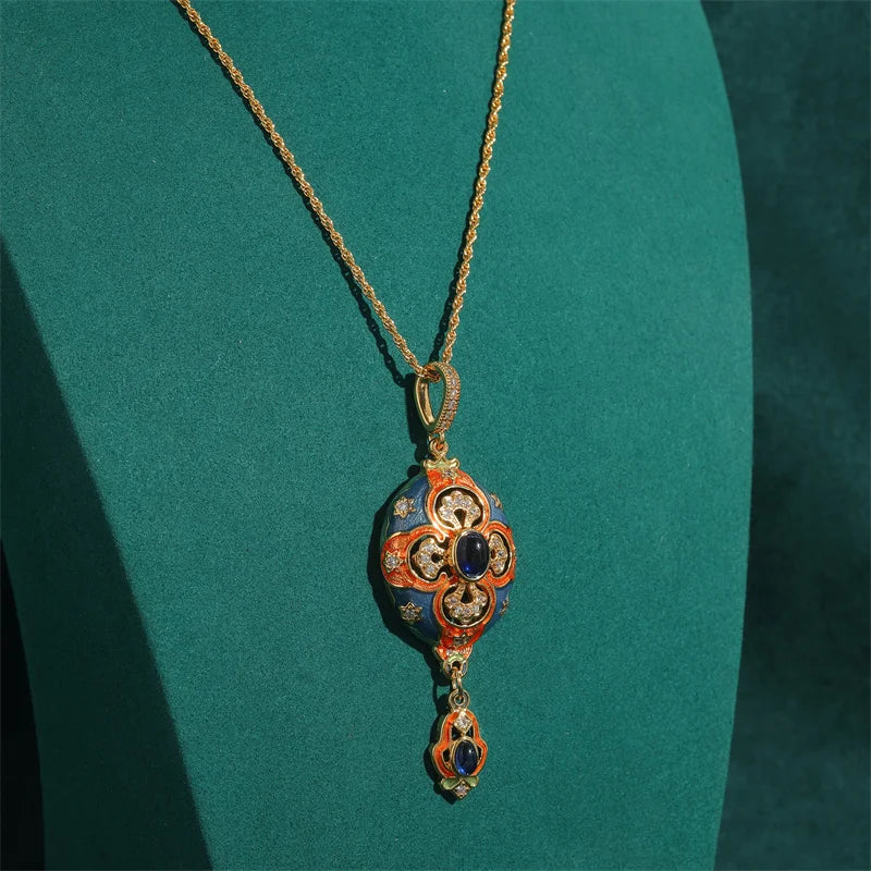 Women Hollowed Out Carvings Oval Enamel Dubai Gold Color Petal Pendant Necklace Earrings Rings