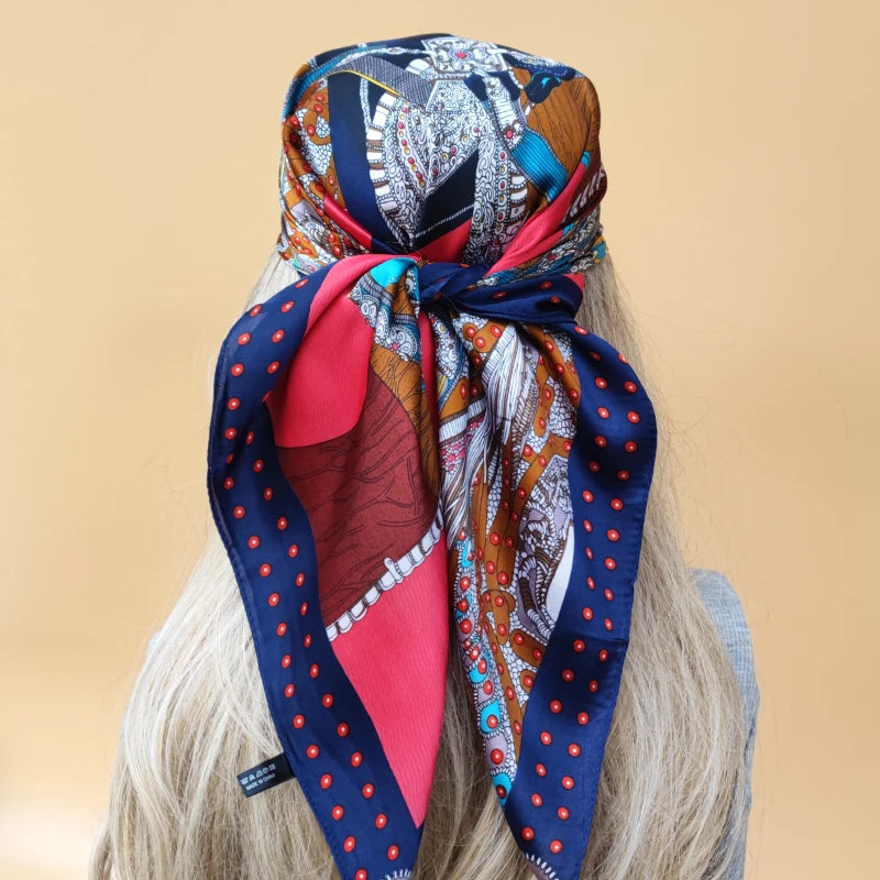 90cm Women Four Seasons Square Silk Satin Bandana Wrap Shawl Scarves Scarfs SRk3