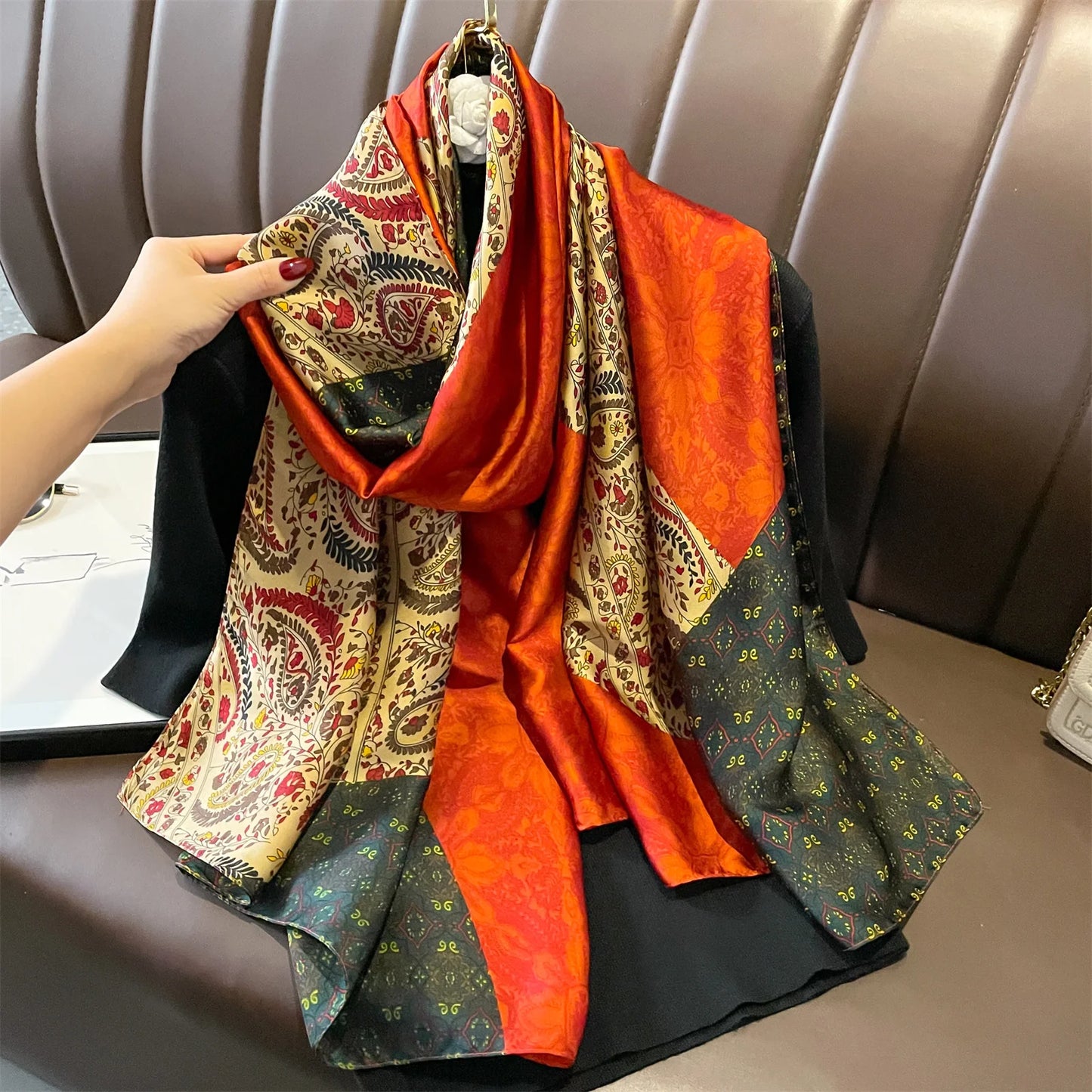 180X90CM Women Luxury Four Seasons Square Silk Satin Bandana Wrap Shawl Scarves Scarfs gk8