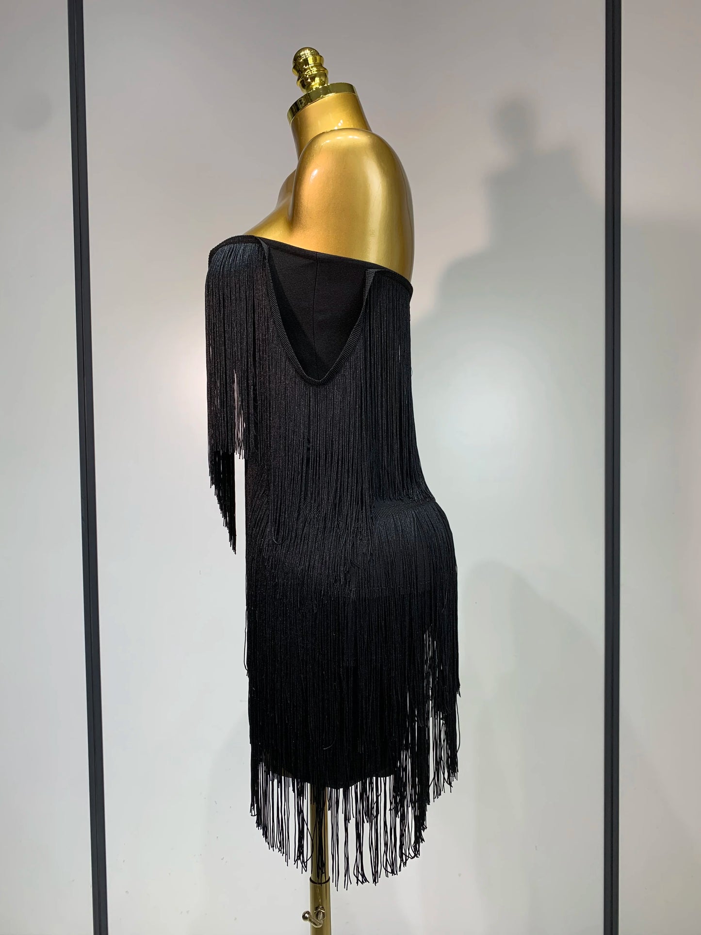 Sexy Strapless Tassel Off Shoulder Bandage Celebrity Evening Party Mini Birthday Dress