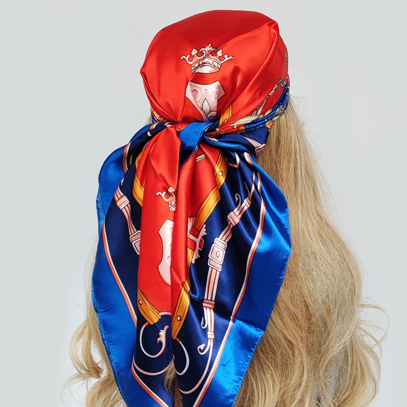 90cm Women Four Seasons Square Silk Satin Bandana Wrap Shawl Scarves Scarfs gpk4