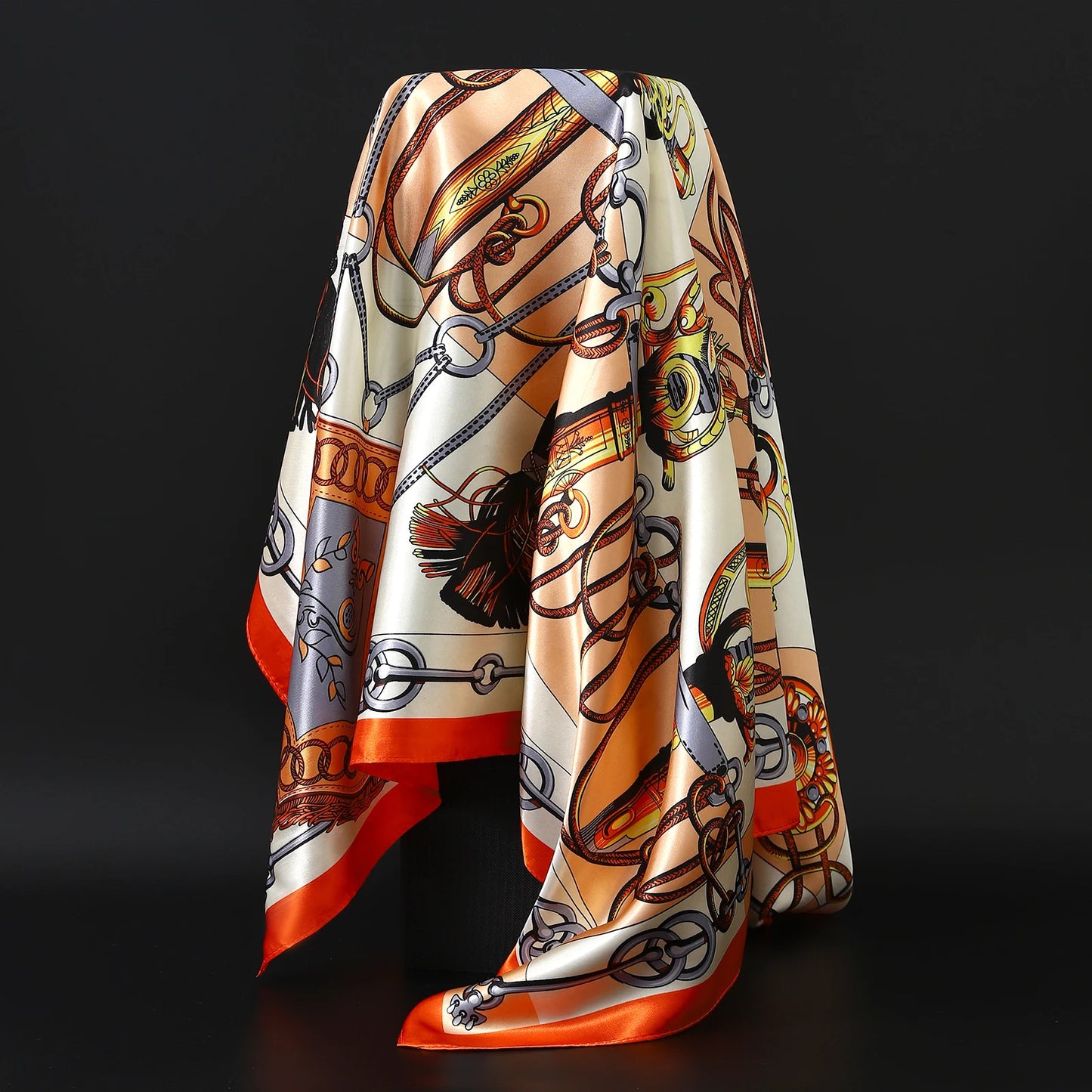 90cm Women Four Seasons Square Silk Satin Bandana Wrap Shawl Scarves Scarfs Sqk7