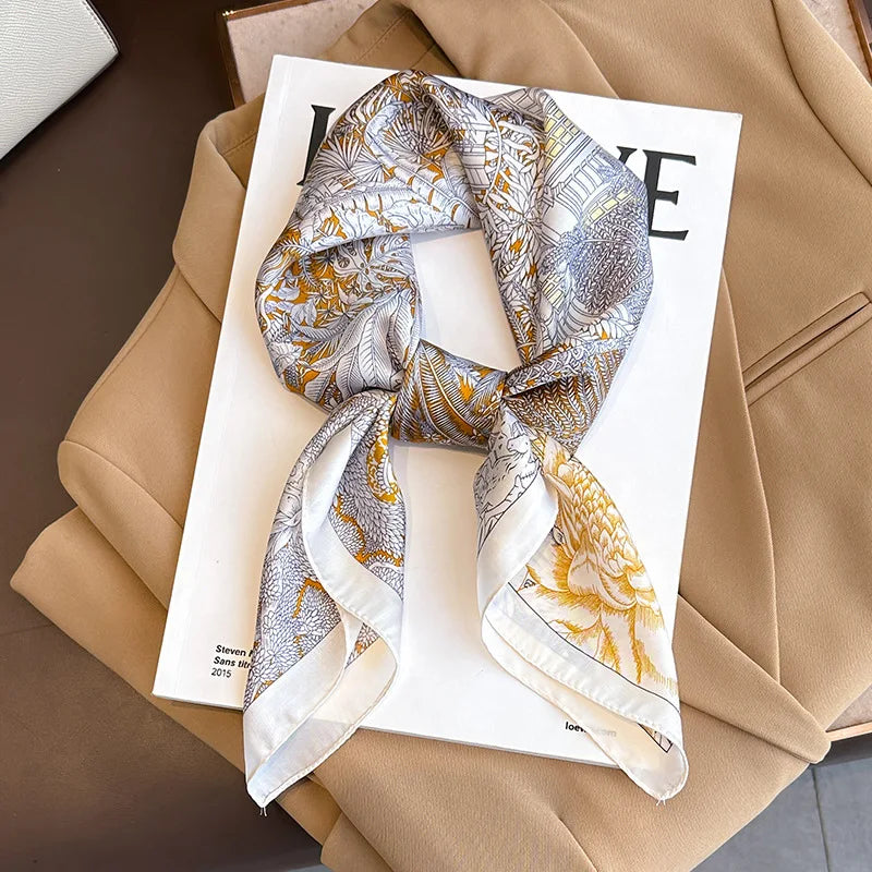Women Silk Feeling Design Satin Square Scarf Wrap Shawl Scarves