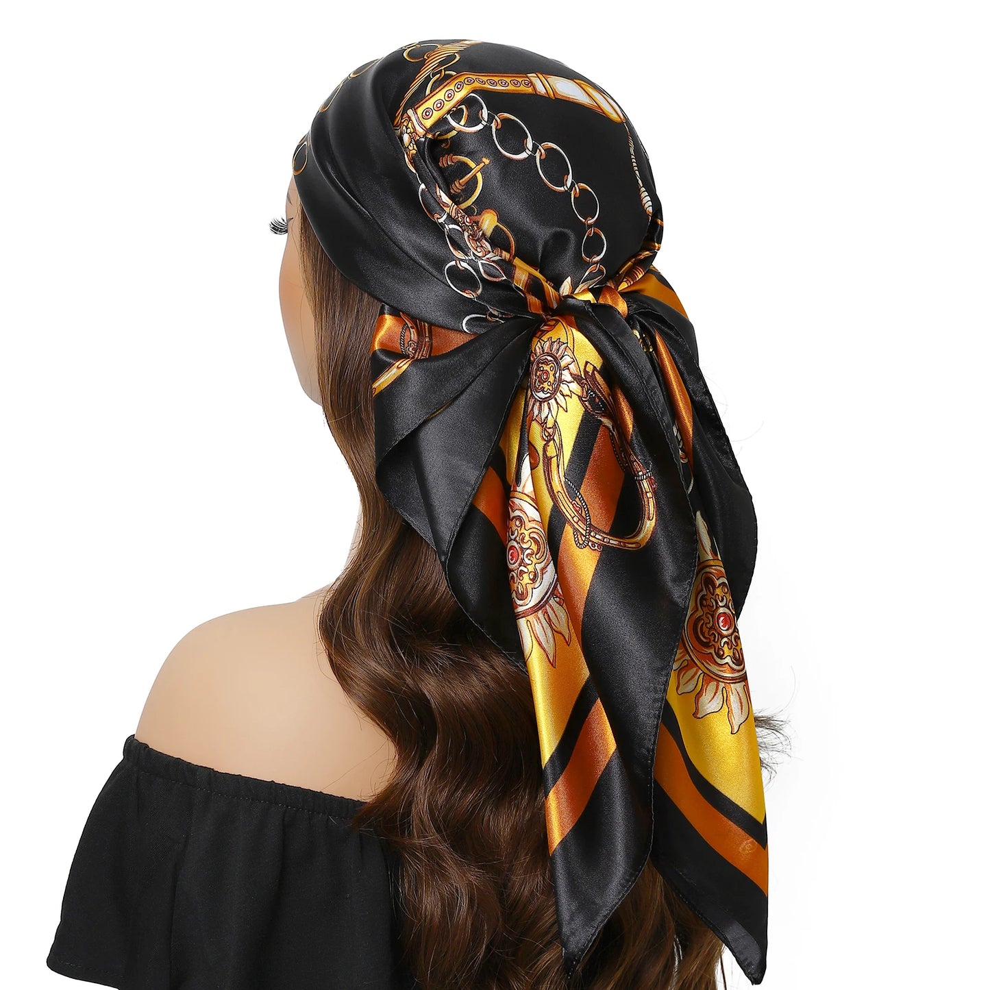 90cm Women Four Seasons Square Silk Satin Bandana Wrap Shawl Scarves Scarfs Spk13