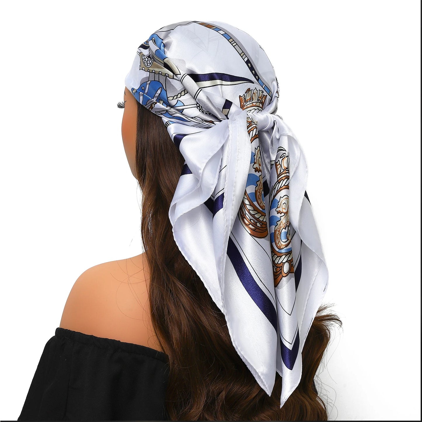 90cm Women Four Seasons Square Silk Satin Bandana Wrap Shawl Scarves Scarfs Spk11