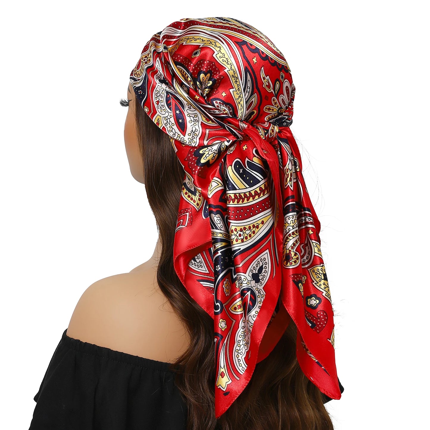 90cm Women Four Seasons Square Silk Satin Bandana Wrap Shawl Scarves Scarfs Spk13