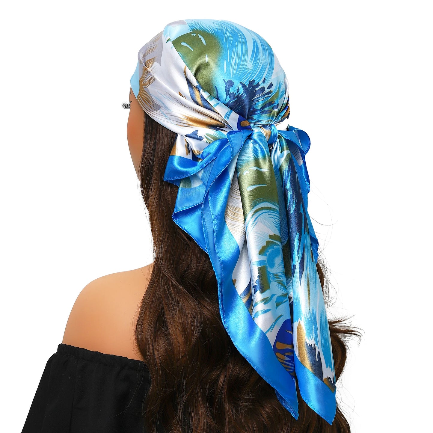 90cm Women Four Seasons Square Silk Satin Bandana Wrap Shawl Scarves Scarfs Spk11