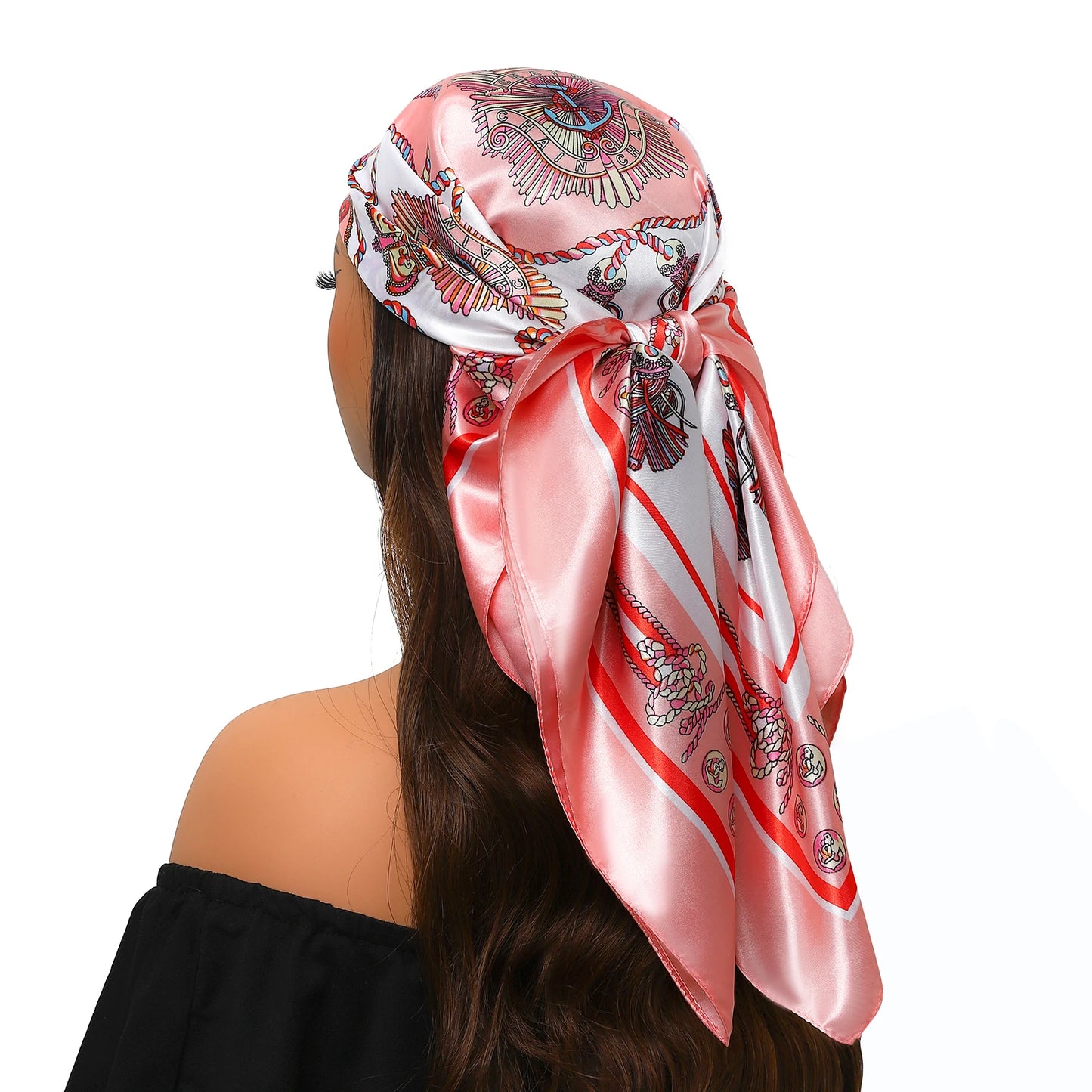 90cm Women Four Seasons Square Silk Satin Bandana Wrap Shawl Scarves Scarfs Sqk7