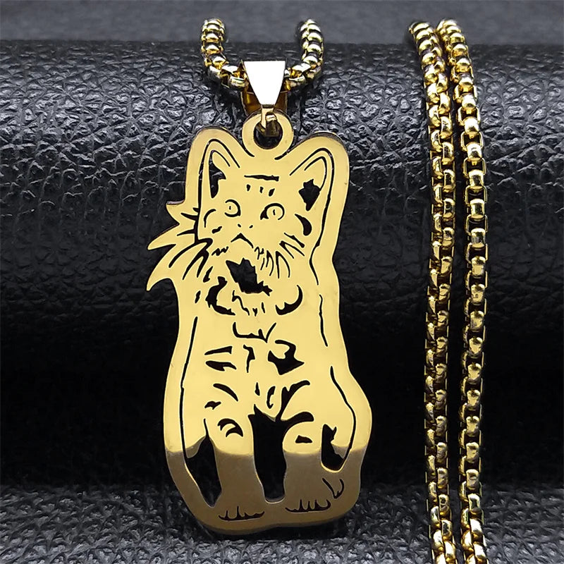 Cute Cat Ragdoll Kitty Women Men Stainless Steel Silver Color Chain Pendant Necklace