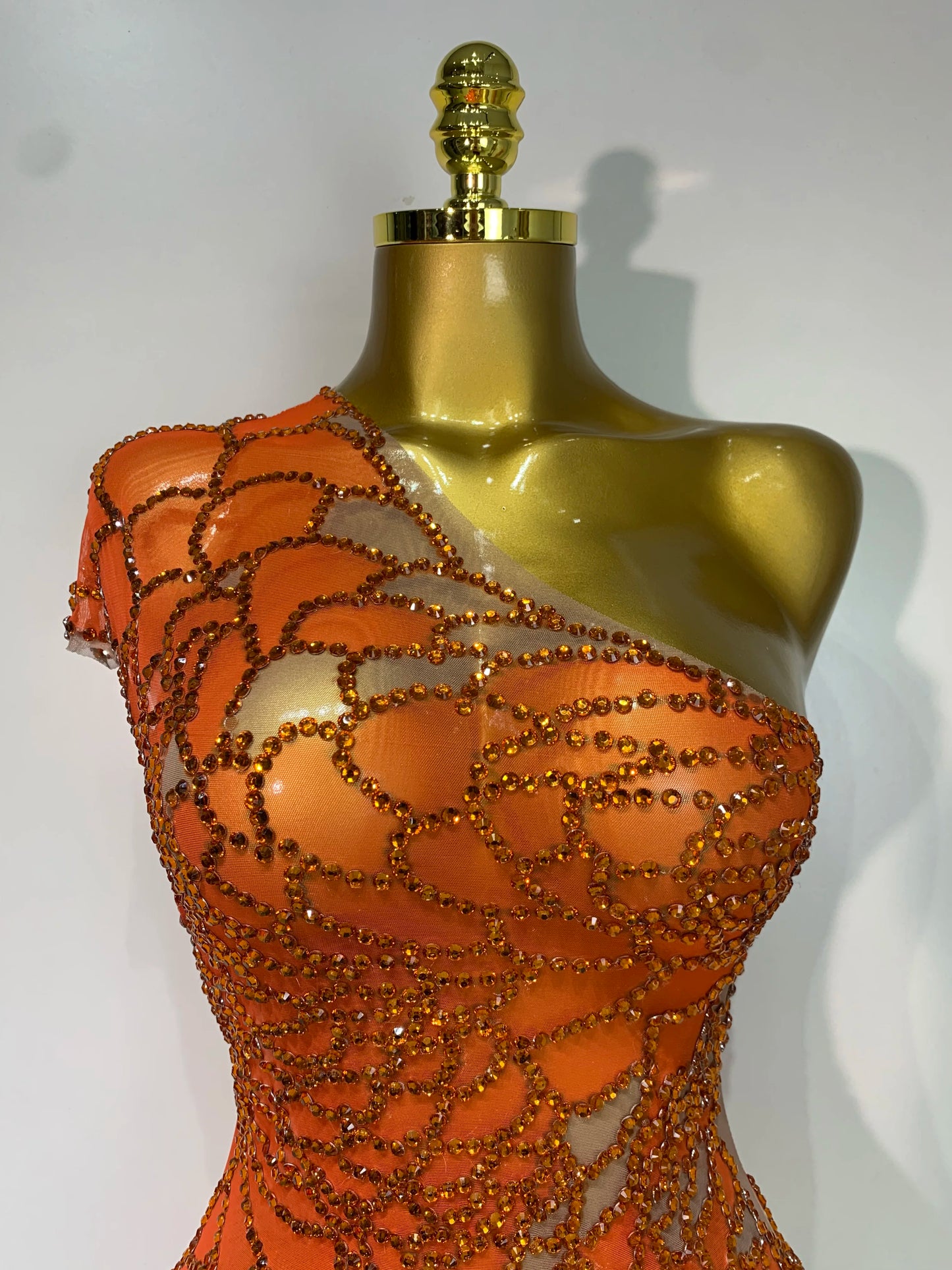 Women Sexy Mesh See Through One Shoulder Rhinestones Nightclub Evening Party Birthday Mini Dress