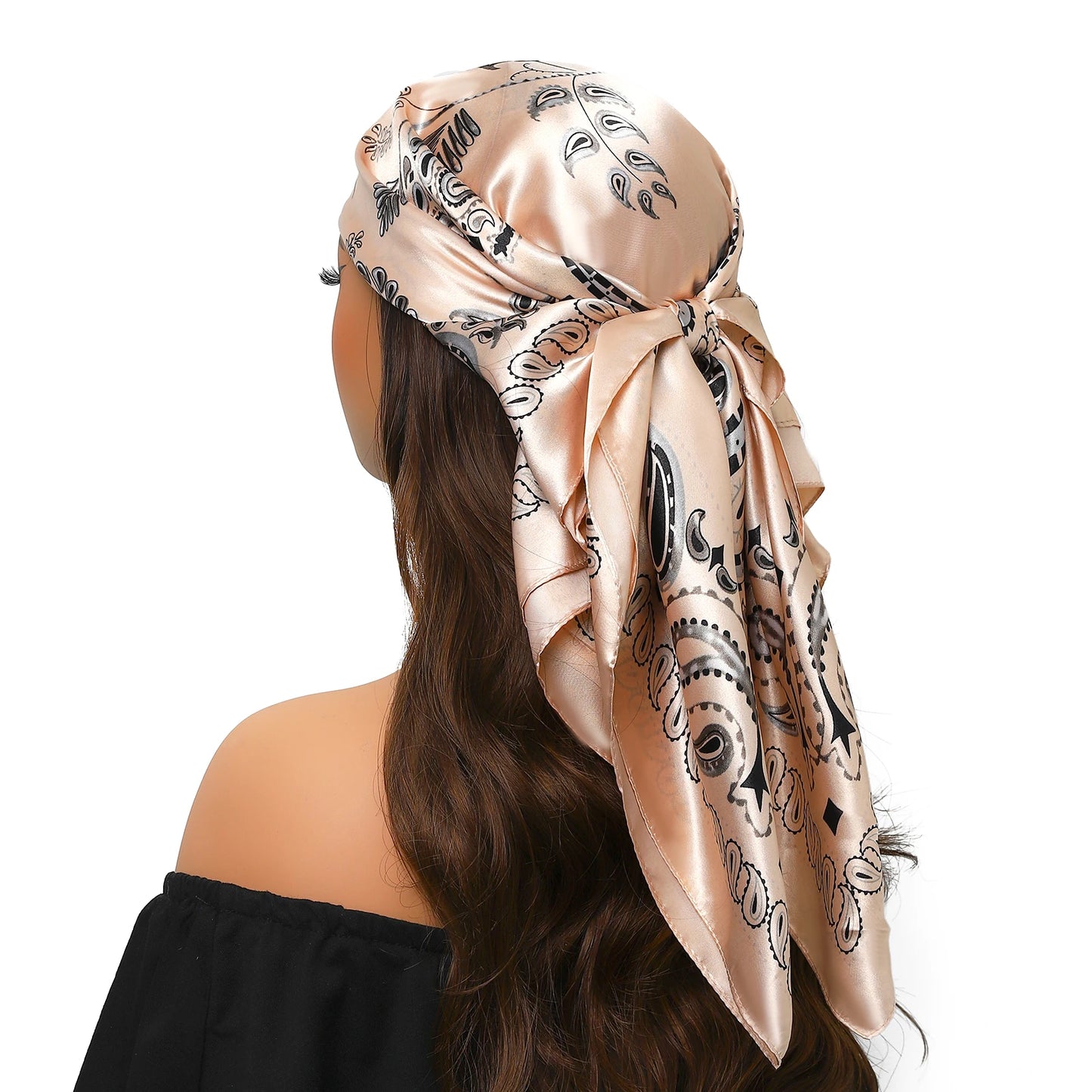90cm Women Four Seasons Square Silk Satin Bandana Wrap Shawl Scarves Scarfs Spk13