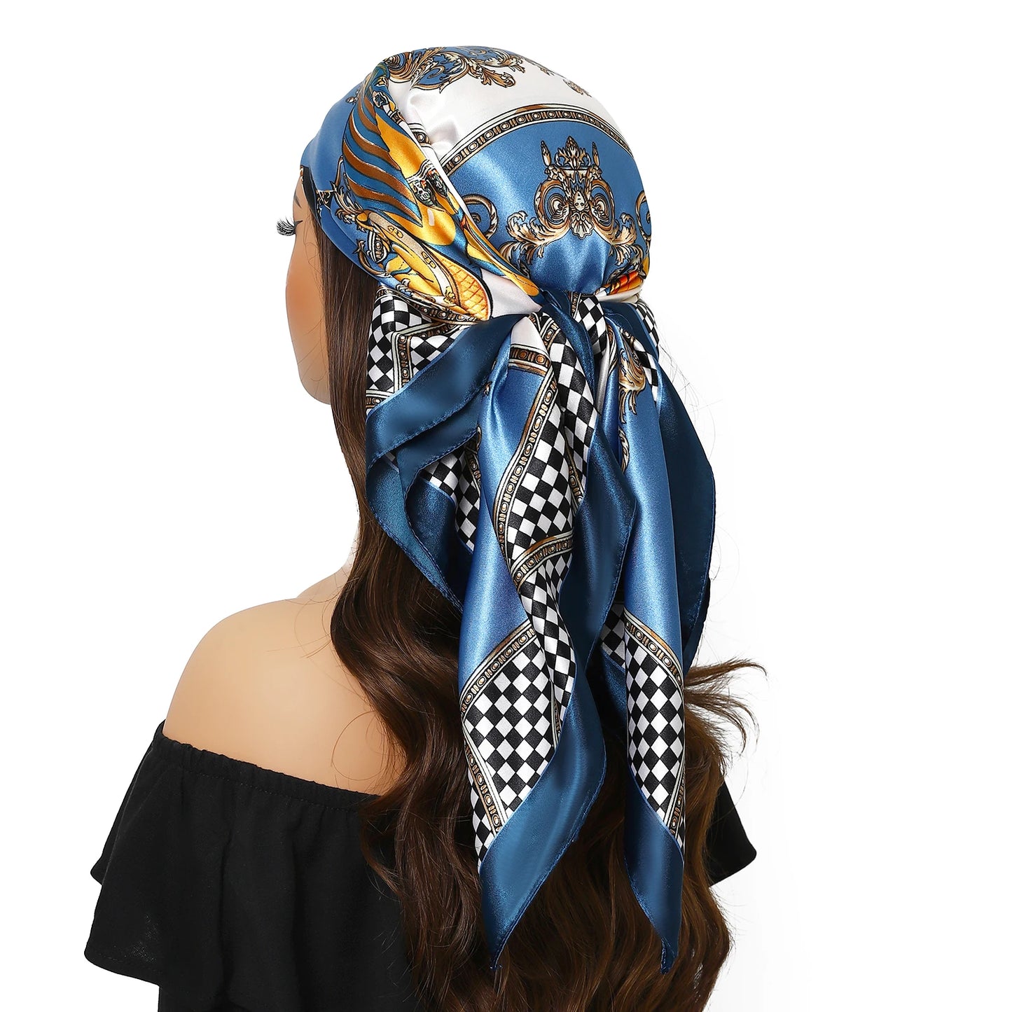 90cm Women Four Seasons Square Silk Satin Bandana Wrap Shawl Scarves Scarfs kfy1