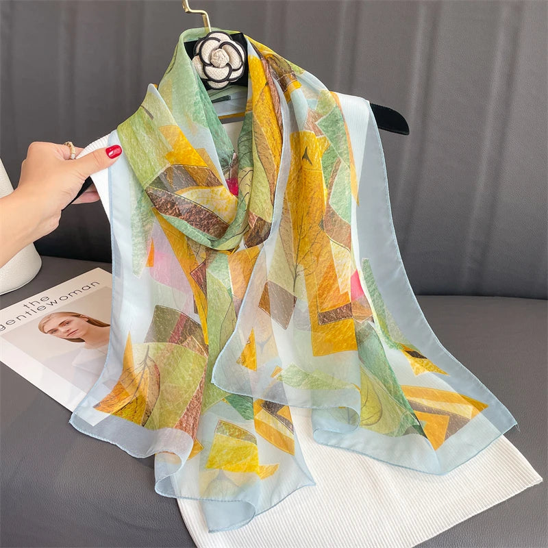 Women Beach Scarf Georgette Silk Shawls Design Printed Wraps Scarves