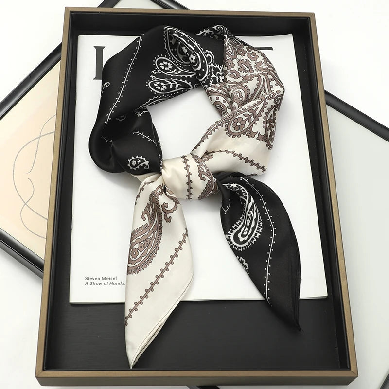 Women Silk Feeling Design Satin Square Scarf Wrap Shawl Scarves
