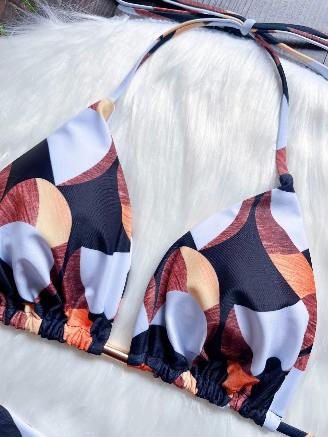 Sexy Print Bandage Bikini Swimsuit Two-piece Triangle Swimwear Bathing Suit
