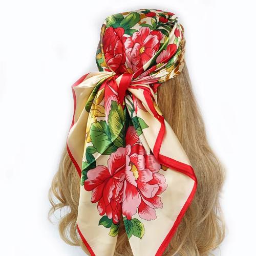 90cm Women Four Seasons Square Silk Satin Bandana Wrap Shawl Scarves Scarfs gk2