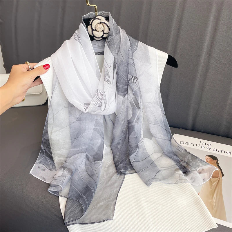 Women Beach Scarf Georgette Silk Shawls Design Printed Wraps Scarves