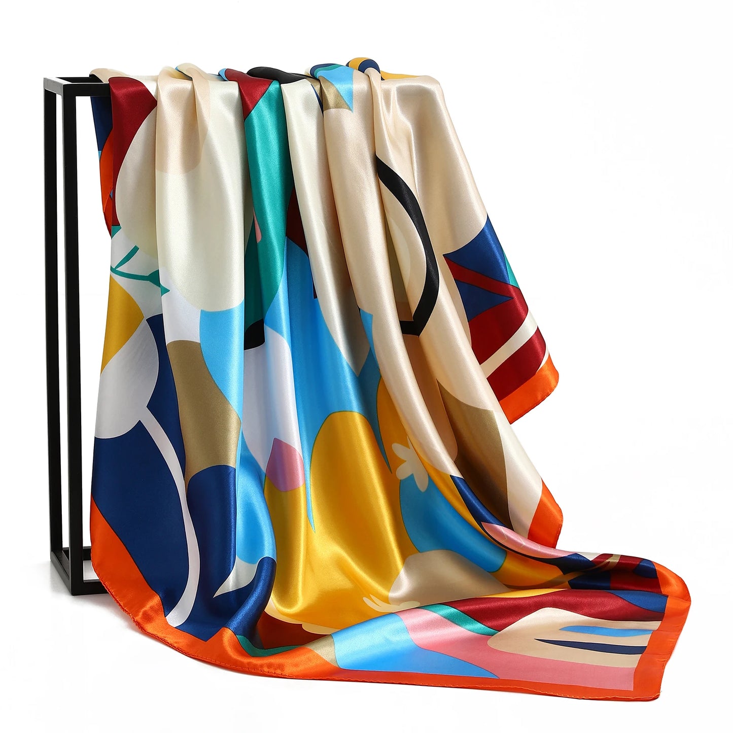90cm Women Four Seasons Square Silk Satin Bandana Wrap Shawl Scarves Scarfs kfy1