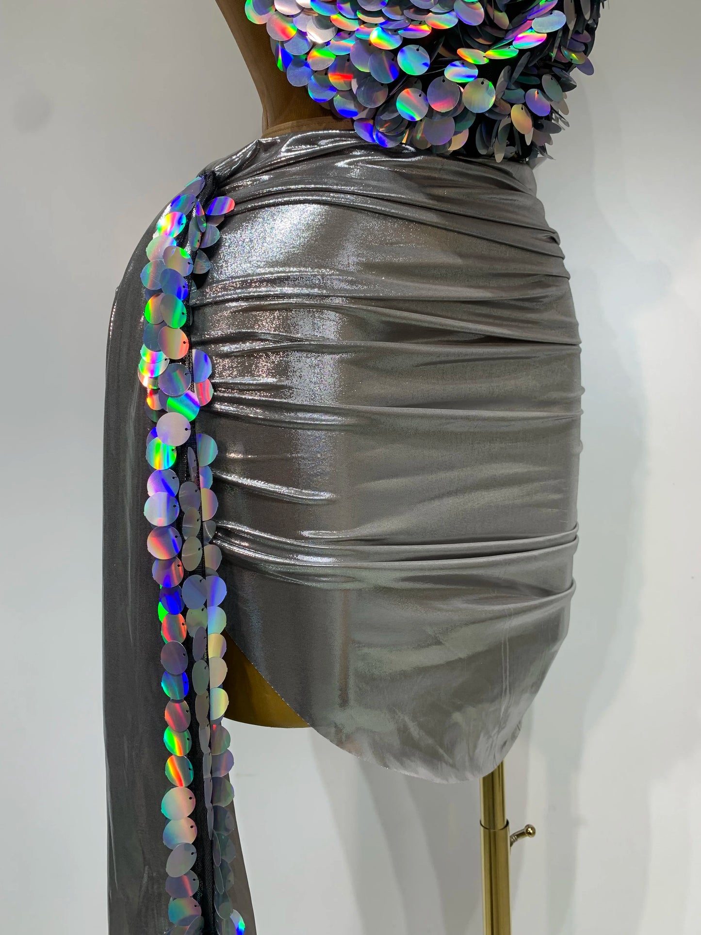 Sparkly Sequin Two Piece Sexy Strapless Backless Women's Evening Nightwear Dress